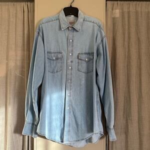 Tru-West Rockmount Ranch Wear Classic Denim Shirt | L | Stonewash